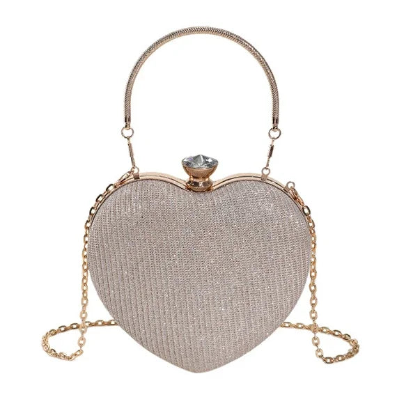 Fashionable Heart Shape Glittery Crossbody Bag - Pretty Miss Plus