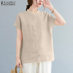 Plus Size Women’s Short Sleeve Button Front Tunic