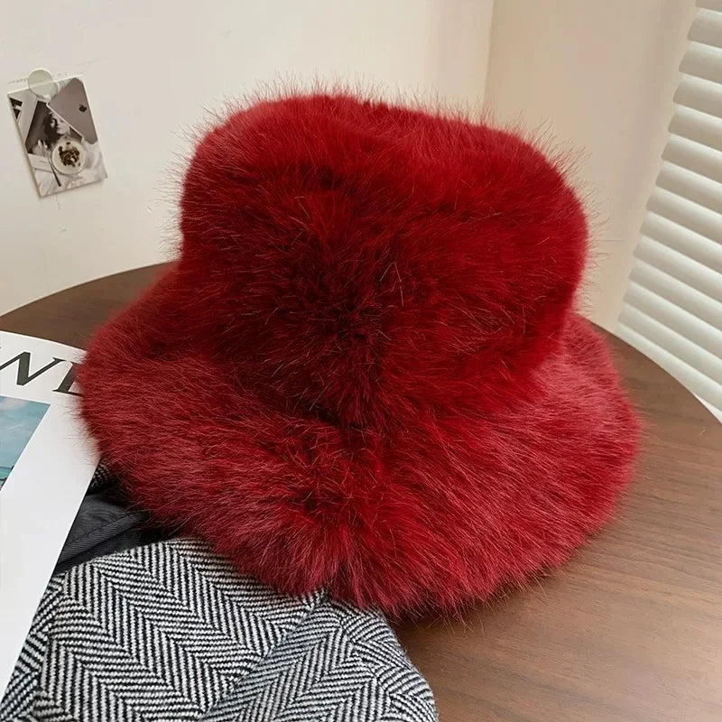 Big Oversized Fluffy Faux Fur Bucket Hat