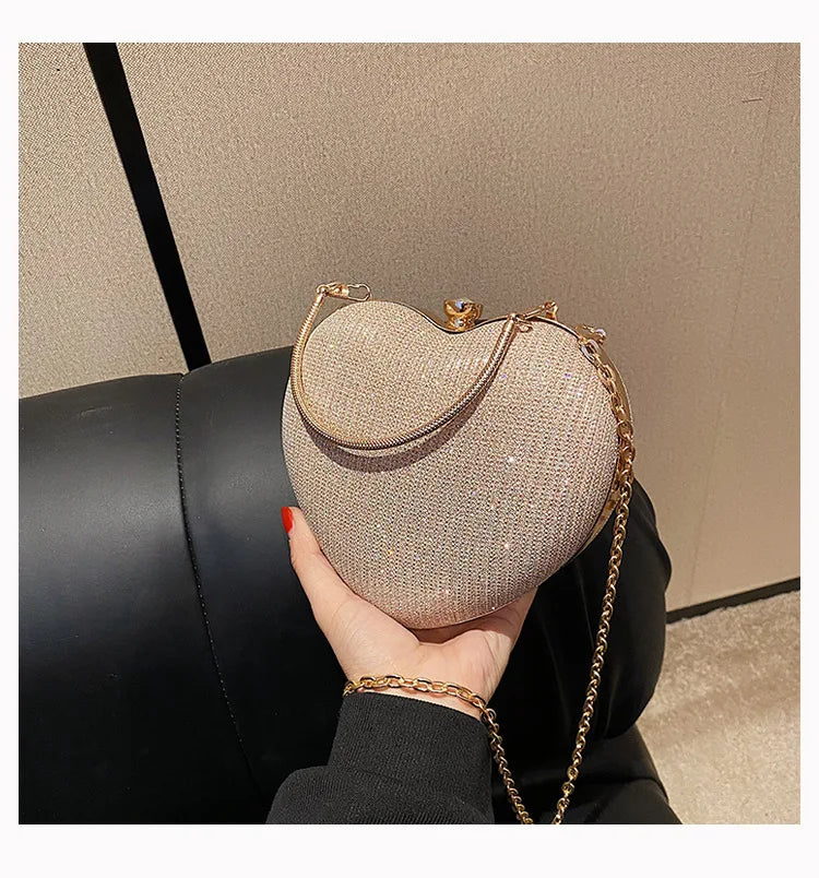 Fashionable Heart Shape Glittery Crossbody Bag - Pretty Miss Plus