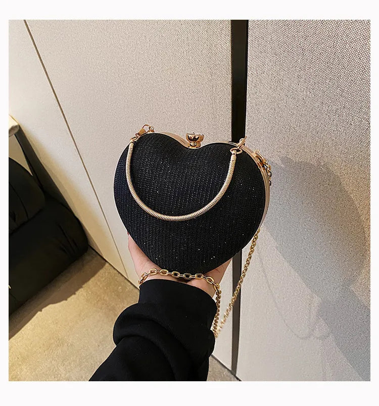 Fashionable Heart Shape Glittery Crossbody Bag - Pretty Miss Plus