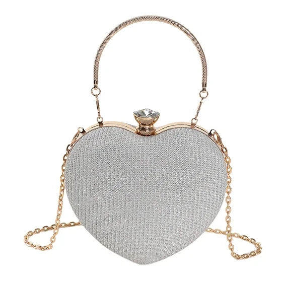 Fashionable Heart Shape Glittery Crossbody Bag - Pretty Miss Plus