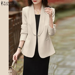Plus Size Women’s Elegant Long Sleeve Blazer
