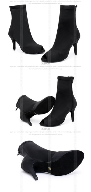 Women’s Peep Toe Stretch Ankle Boots