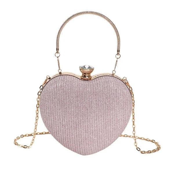 Fashionable Heart Shape Glittery Crossbody Bag - Pretty Miss Plus