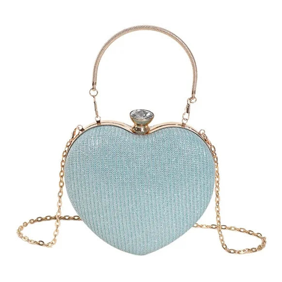 Fashionable Heart Shape Glittery Crossbody Bag - Pretty Miss Plus