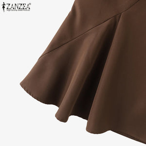 Women’s Elegant Midi Skirt Spring Fashion High Waist Solid A-Line Skirts Office Lady