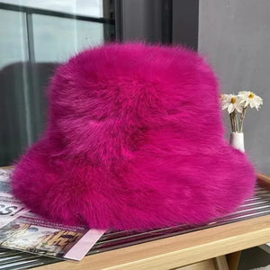 Big Oversized Fluffy Faux Fur Bucket Hat