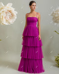 Plus Size Women’s Purple Tiered Tulle Evening Dress