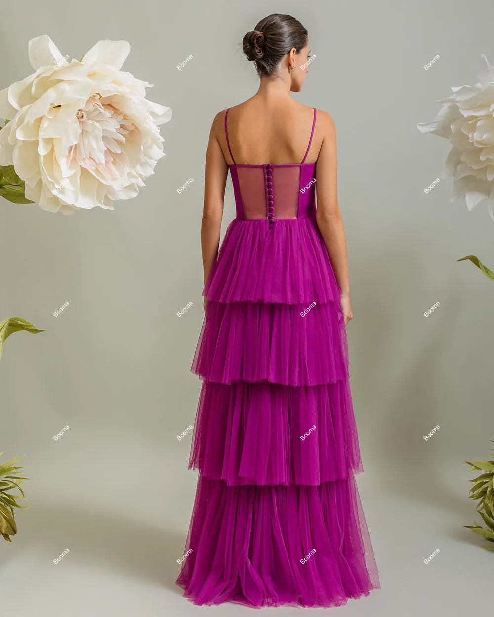 Plus Size Women’s Purple Tiered Tulle Evening Dress