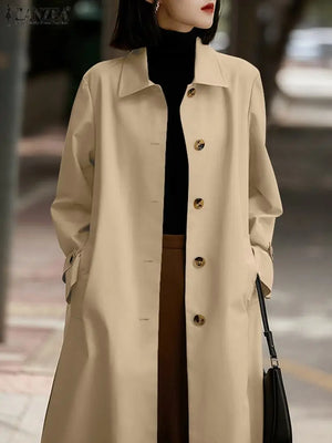 Women’s Lightweight Trench Coat Spring Long Sleeve Outerwear Elegant Office Lady Jackets