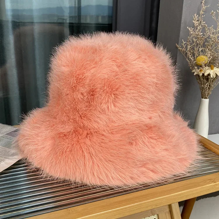 Big Oversized Fluffy Faux Fur Bucket Hat