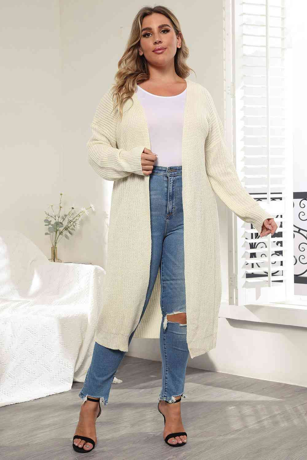 Plus Size Women’s Open Front Long Sleeve Cardigan