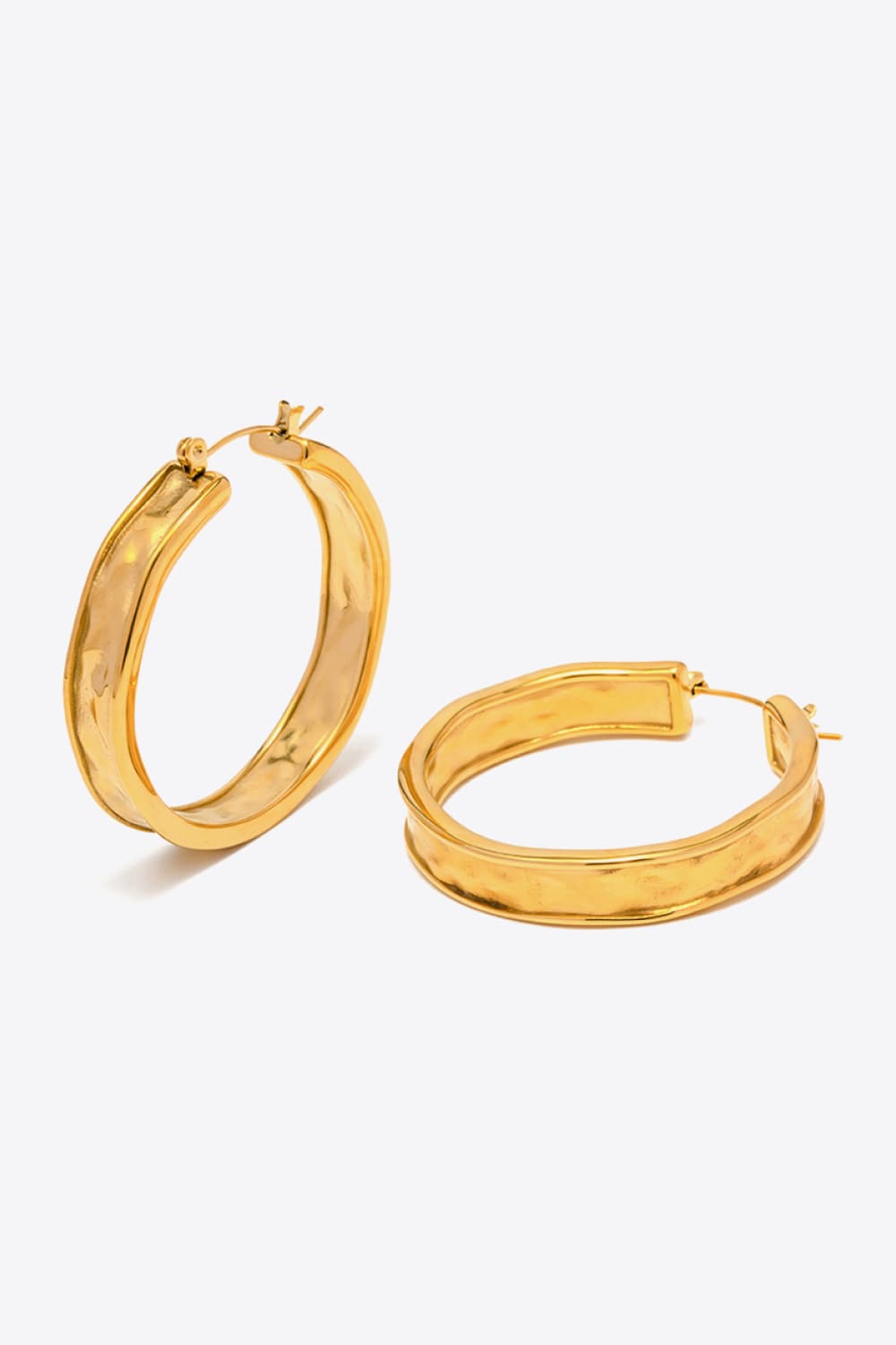 Women’s Jewelry Hammered 18K Gold Hoop Earrings