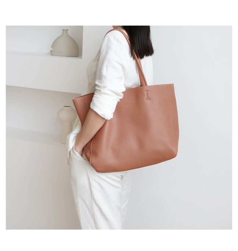 Women’s Luxurious Soft Genuine Leather Tote Bag - Pretty Miss Plus