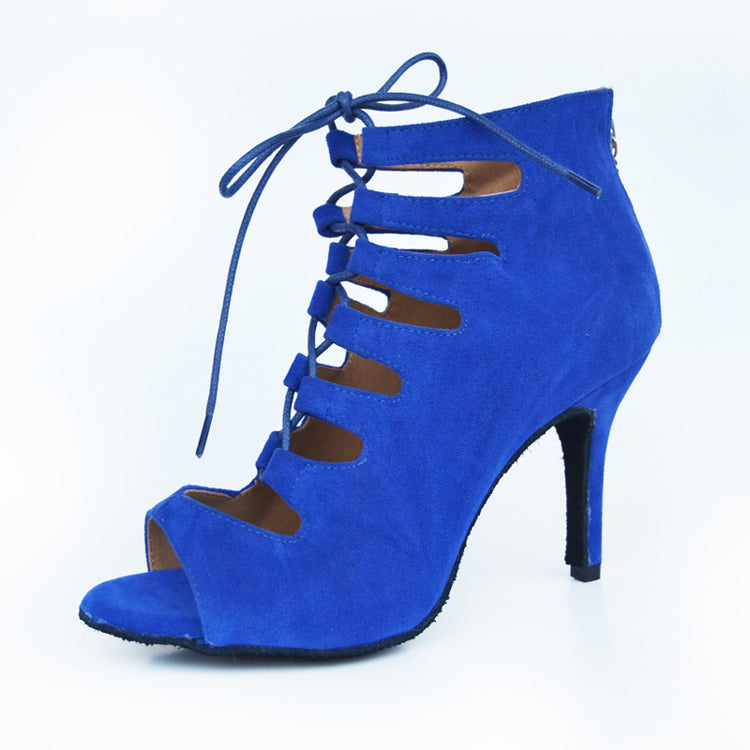 Plus Size Women’s Blue Velvet Lace Up Wedding Party Dance Pumps - Pretty Miss Plus