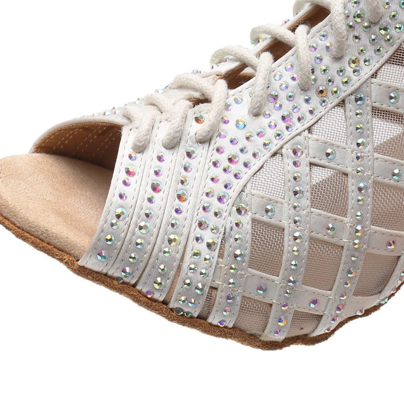 Women’s Rhinestone Lace Up Wedding Party Dance Shoes