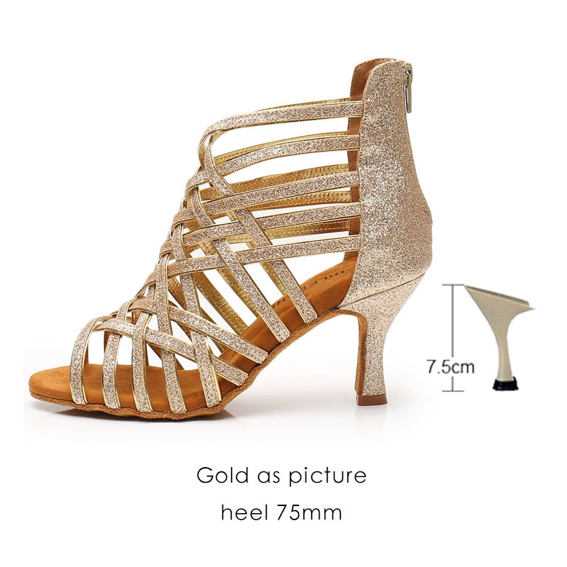 Plus Size Women’s Gold Strappy Wedding Party Dance Shoes
