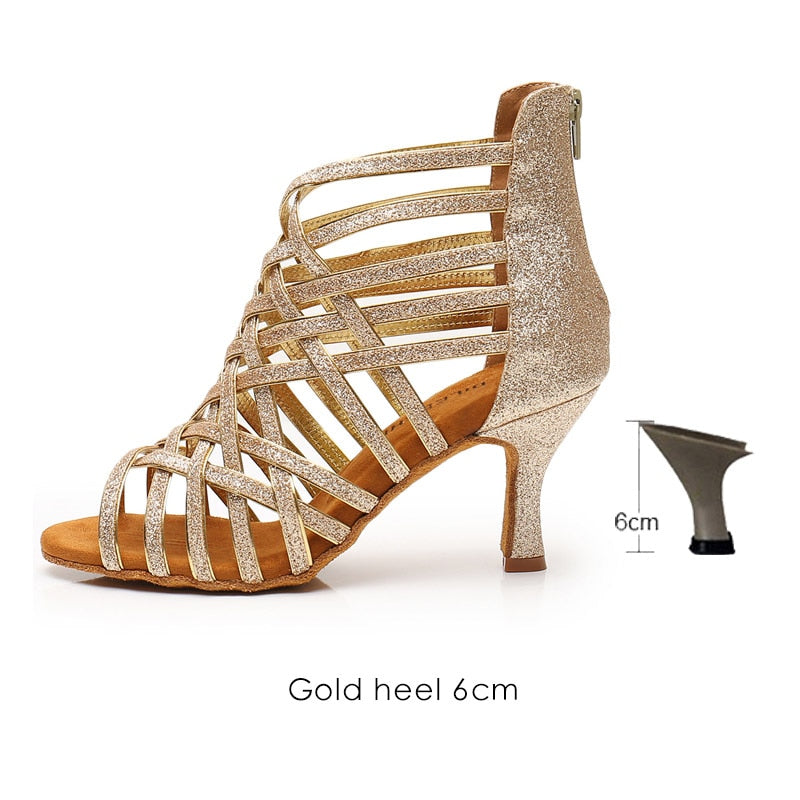 Women’s Gold Strappy Wedding Party Dance Shoes