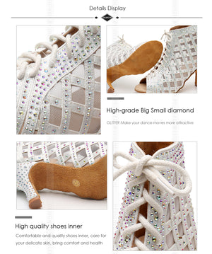Plus Size Women’s Rhinestone Lace Up Wedding Party Dance Shoes