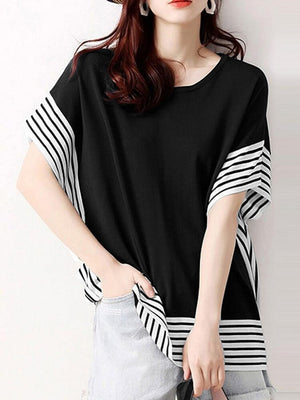 Plus Size Women’s Stylish Black/White Striped Blouse
