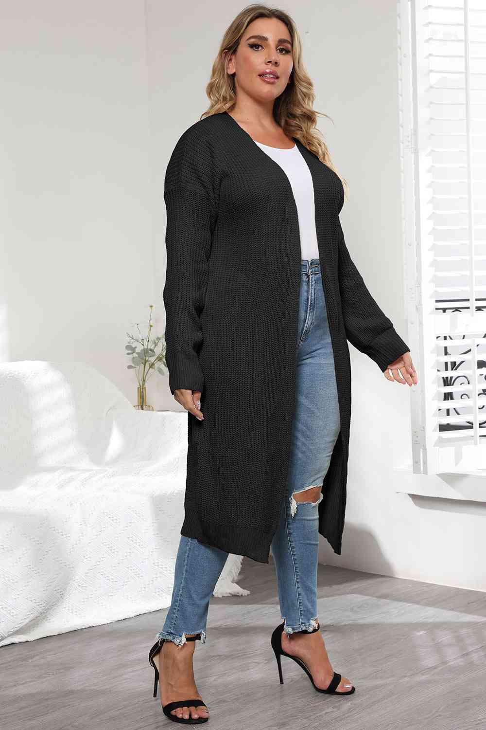 Plus Size Women’s Open Front Long Sleeve Cardigan