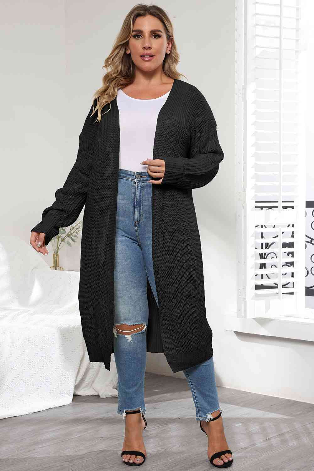 Plus Size Women’s Open Front Long Sleeve Cardigan - Pretty Miss Plus