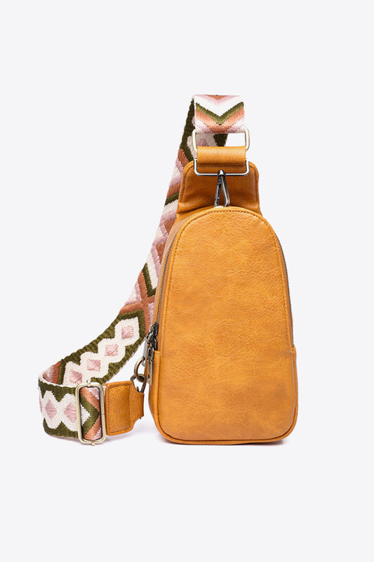 Trendy Adjustable Strap Leather Sling Bag